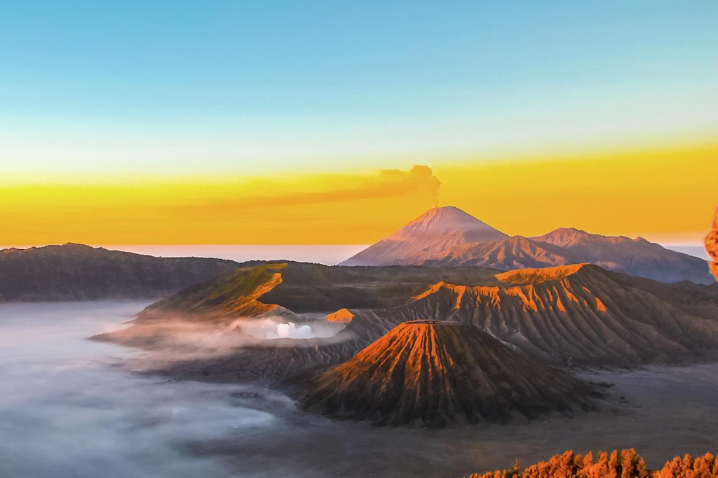 Mount Bromo sunrise view with volcano landscape during 9-day Java Bali tour