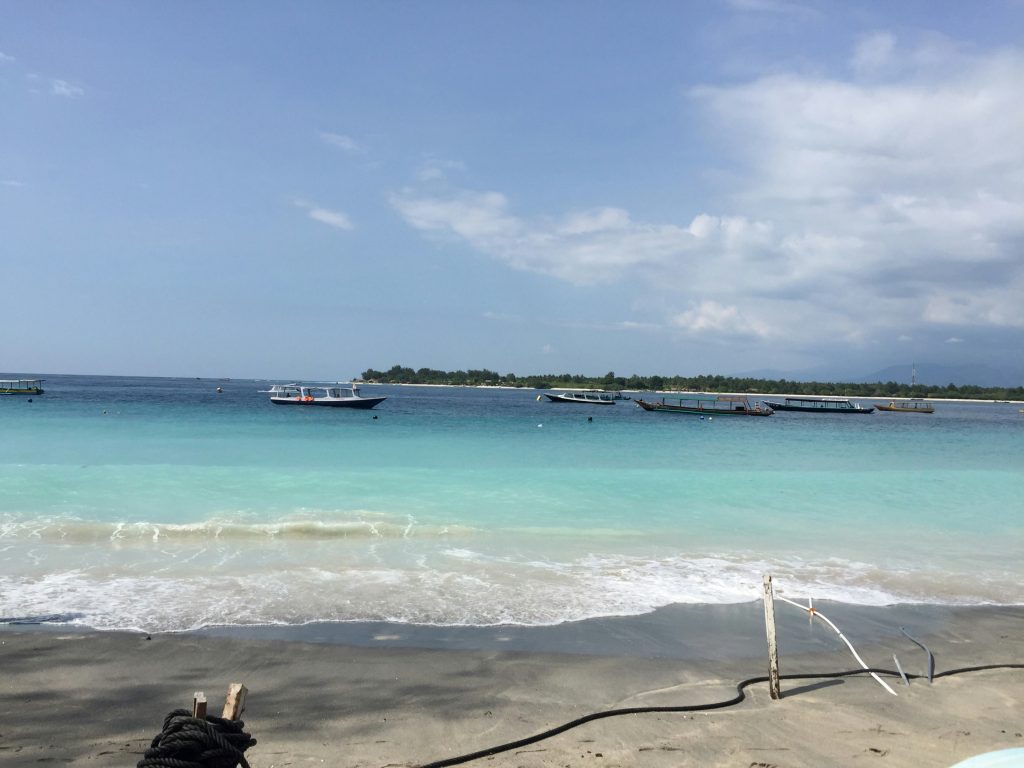 Blue skies over Lombok’s coastline during dry season